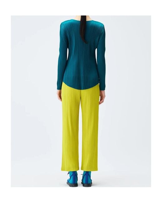 Pleats Please Issey Miyake Blue Pleats Please Issey Miyake Monthly Colors: October Crewneck T-Shirt