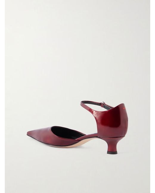 Aeyde Red Metallic Patent-Leather Pumps