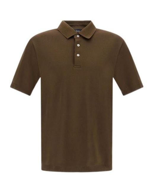 Herno Green Short-Sleeved Knitted Polo Shirt for men