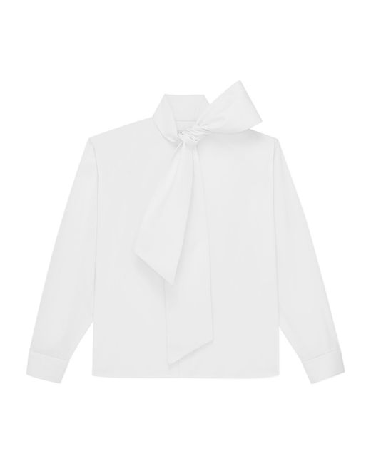 Saint Laurent White Lavallière Broad- Shoulder Shirt