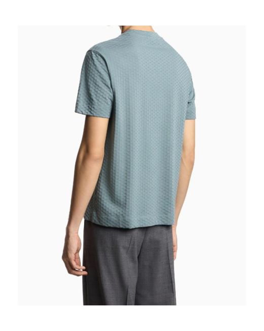 Emporio Armani Blue Textured T-Shirt for men