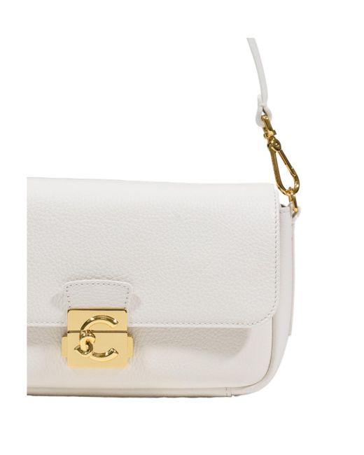 Coccinelle White Medium C-Me Lock Shoulder Bag