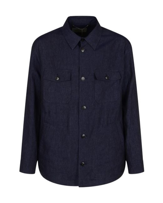 Canali Blue Utility Overshirt Jacket for men