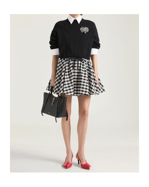 Givenchy Black Bow Embroidered Cropped Knitted Sweater