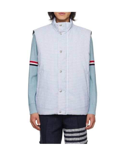 Thom Browne Blue Zip-Up Reversible Padded Gilet for men