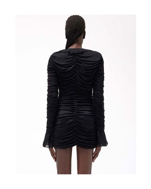 Blumarine Black Blumarin Ruffle Detailed Runched Dress