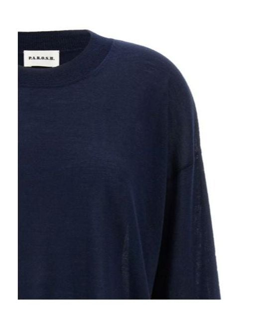 P.A.R.O.S.H. Blue Crewneck Knitted Jumper