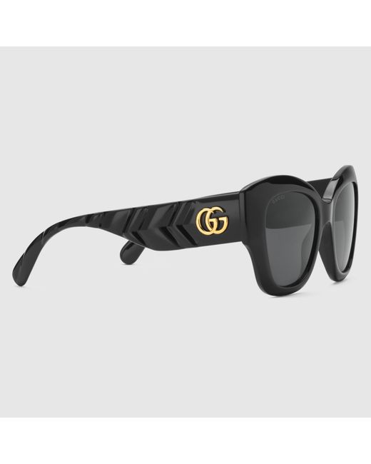 Gucci Black Gg Tinted Cat-Eye Sunglasses
