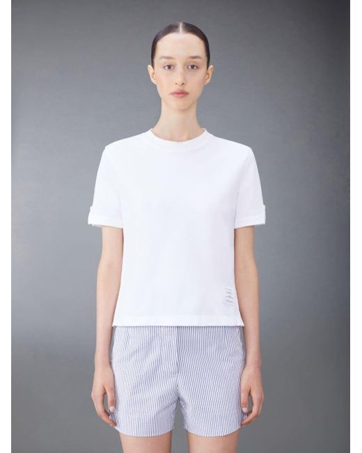 Thom Browne White Sequin-Embellished Cotton T-Shirt