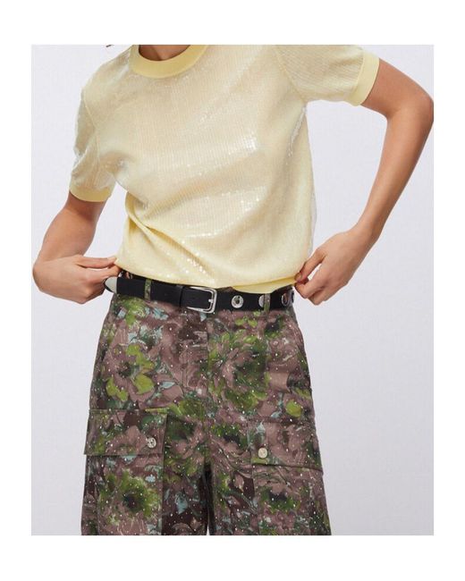 Liu Jo White Sequin-Embroidery Round-Neck T-Shirt
