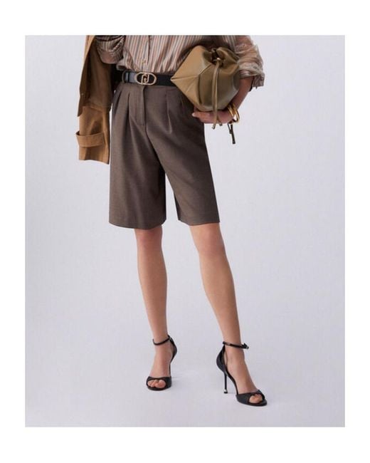Liu Jo Brown Mélange Fabric Shorts
