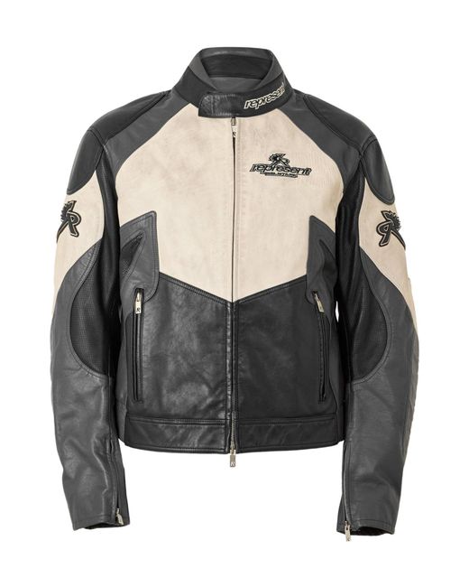 Represent Black Durable And Simple Leather Jacket for men