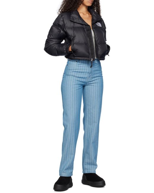The North Face Blue Nuptse Cropped Padded Jacket