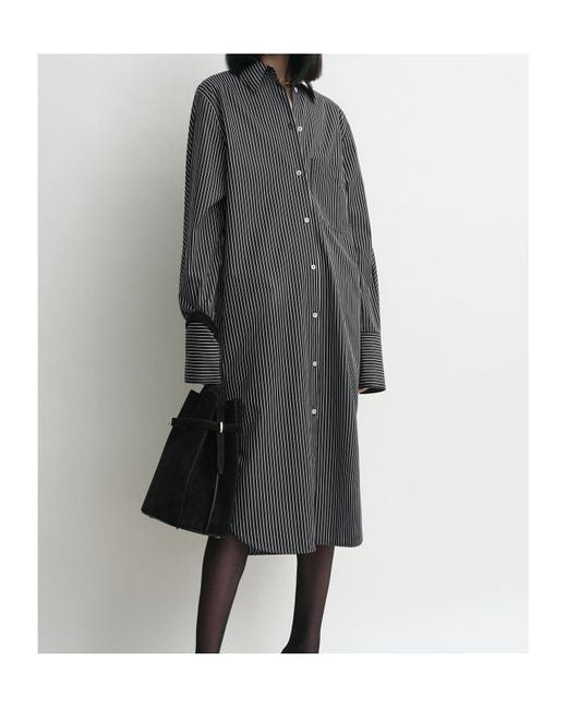 Totême Gray Totême Striped Long-Sleeved Shirt Dress