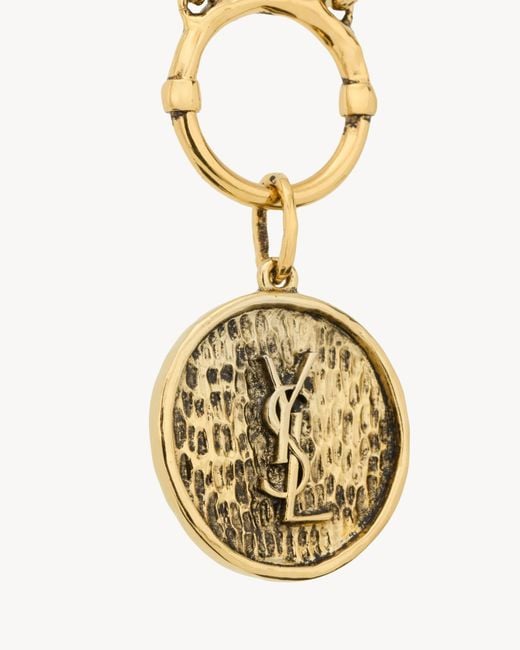 Saint Laurent White Badge Metal Necklace