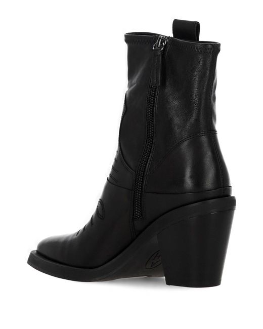 Ash Black Square Toe Ankle Boots