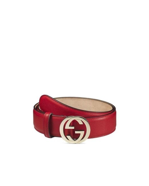 Gucci Red Mutual Buckle Double G Belt