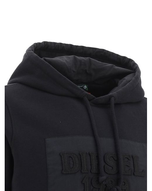 DIESEL Blue Logo Patch Hoodie for men