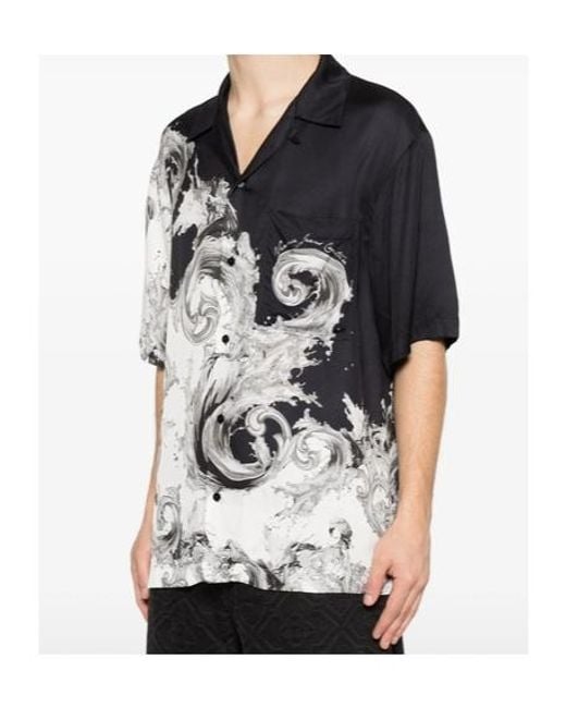 Versace Gray Jeans Couture Barocco Print Shirt for men