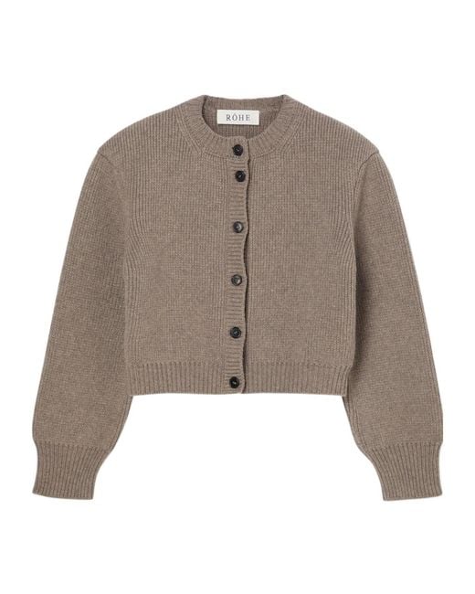 Rohe Brown Ribbed Crew Neck Cardigan