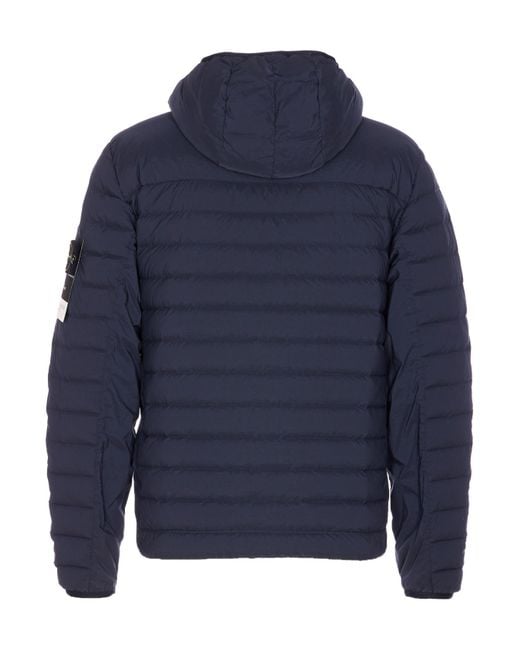 Stone Island Blue Hooded Zip-Up Jacket for men