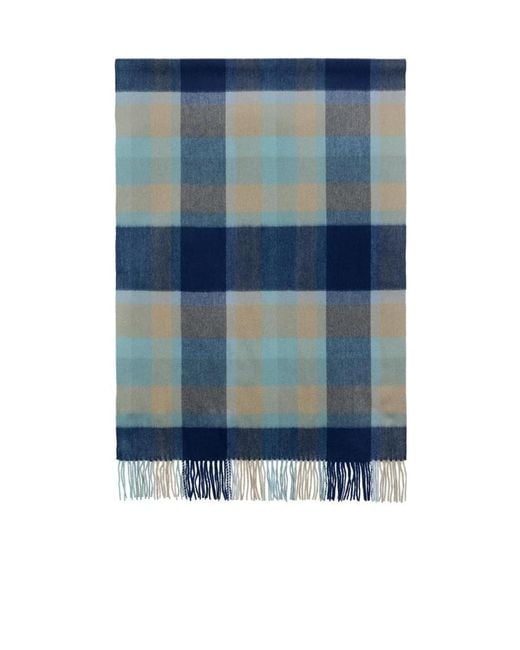 Weekend by Maxmara Blue Checkered Fringed Scarf