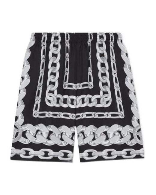 Versace Black Graphic-Printed Elasticated Waistband Track Shorts for men