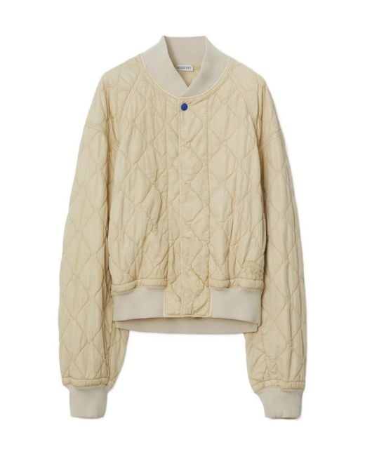 Burberry Natural Quilted Buttoned Bomber Jacket