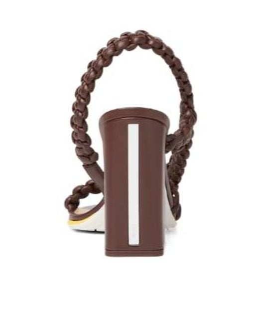 Fendi Brown Arco Braided Heeled Sandals