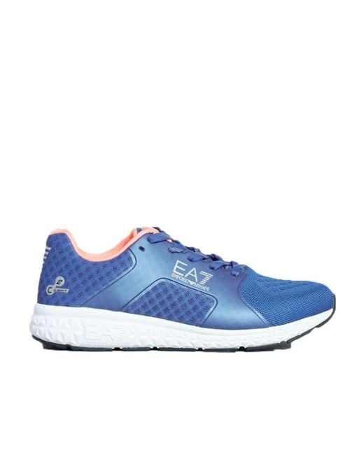 EA7 Blue Logo Lacing Casual Sneakers for men