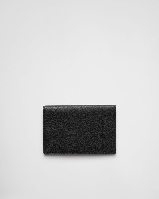 Prada Black Leather Passport Holder for men