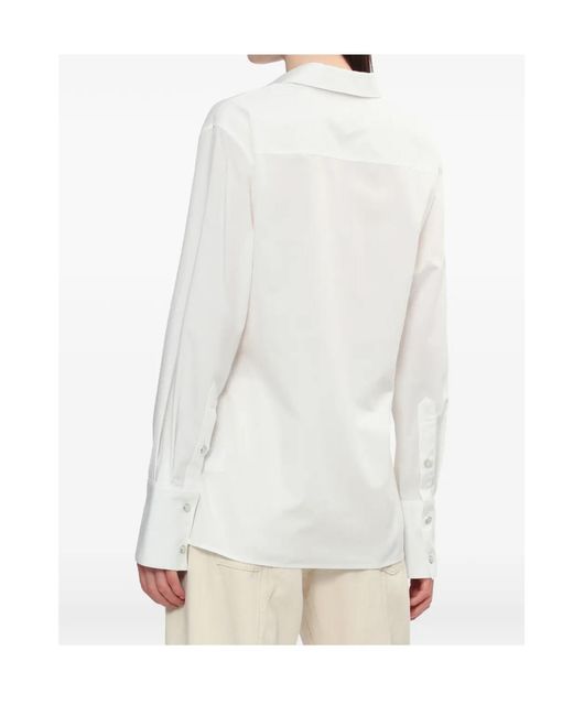 Helmut Lang White Button Asymmetric Cotton Shirt