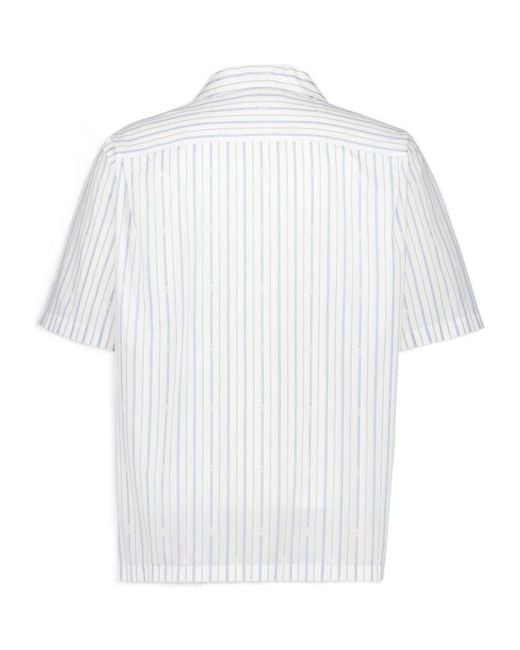 McQueen White Skull Embroidered Striped Shirt for men