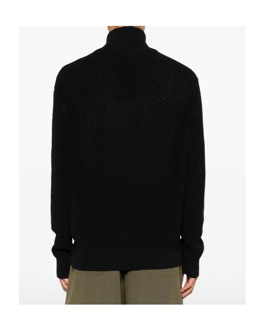 Song For The Mute Black Flower Zip Up Funnel Cardigan for men