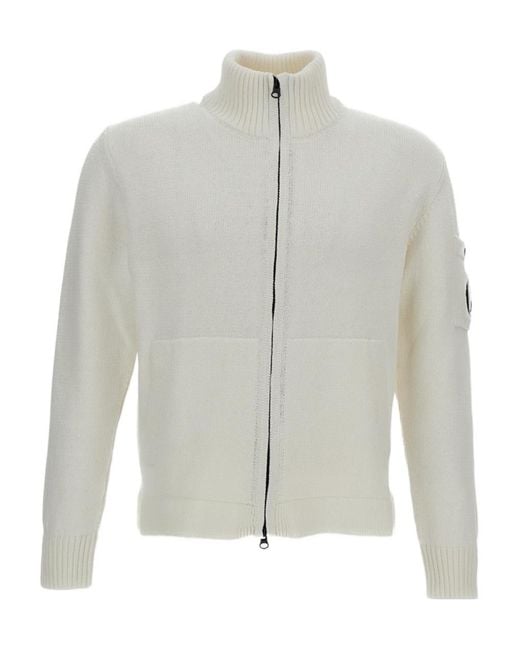 C P Company Gray Zip-Up Knit Cardigan for men
