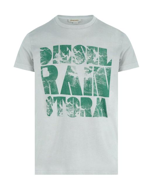 DIESEL Green Storm Print T-Shirt for men