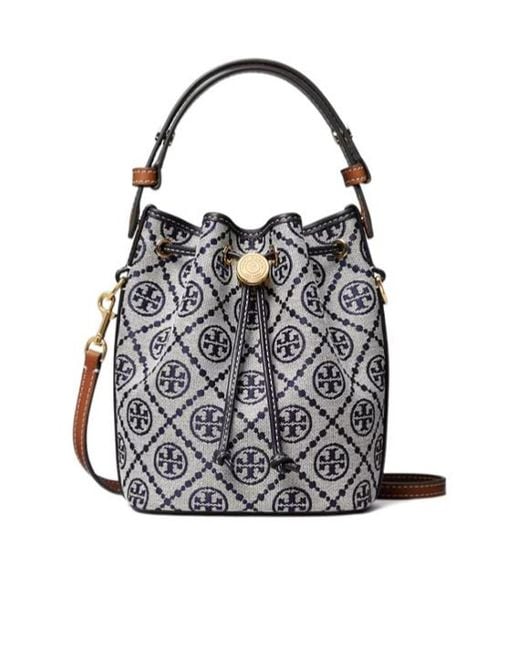 Tory Burch Black T Monogram Mini Bucket Bag