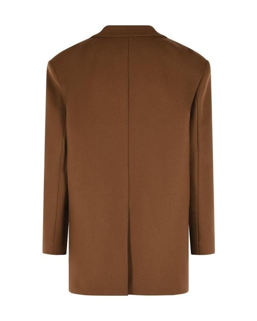 ANDAMANE Brown 'Teresa' Oversize Virgin Wool Blazer