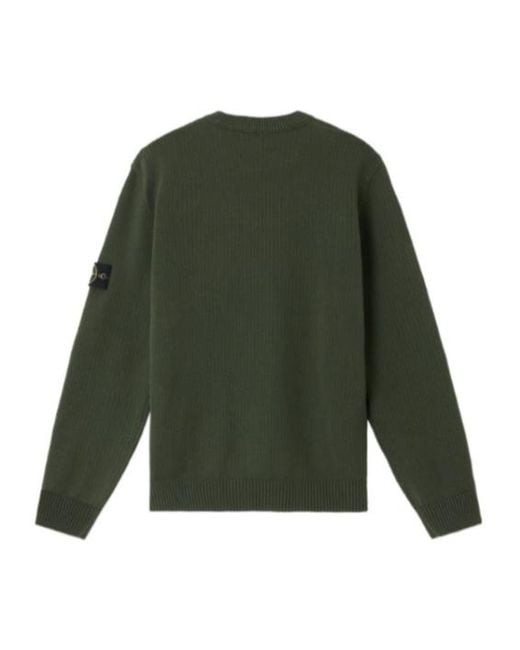Stone Island Green Logo Patch Crewneck Sweatshirt for men