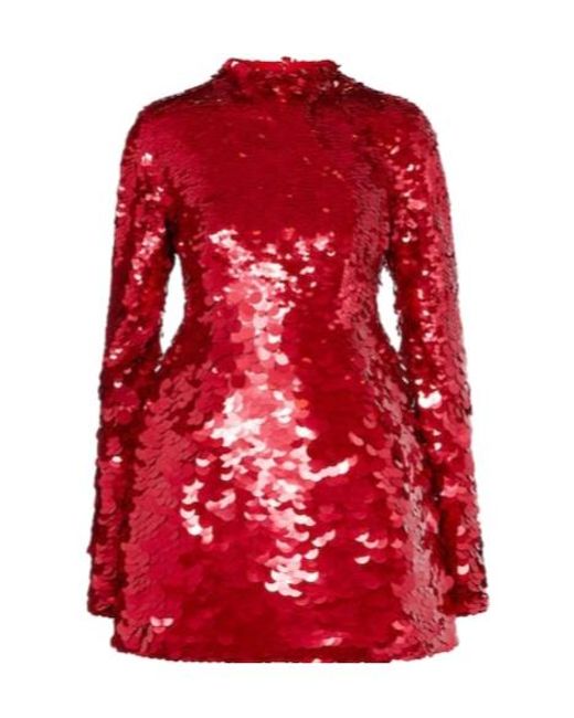 Sportmax Red Terfrite Sequined Jersey Minidress