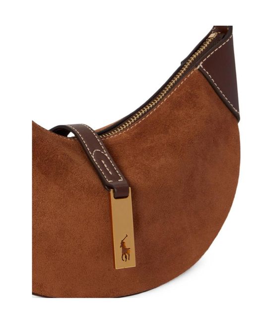 Polo Ralph Lauren Brown Polo Pony Detailed Zipped Shoulder Bag