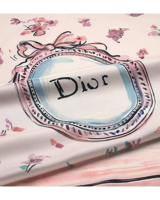 Dior Pink Iviera Floral Portrait 90 Square Scarf