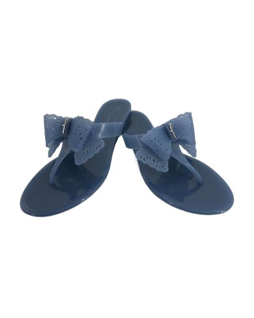 Ferragamo Blue Logo Flip-Flops