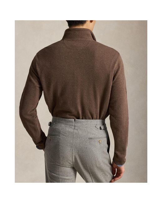 Polo Ralph Lauren Brown Estate Fleece Quarter Zip Sweater for men