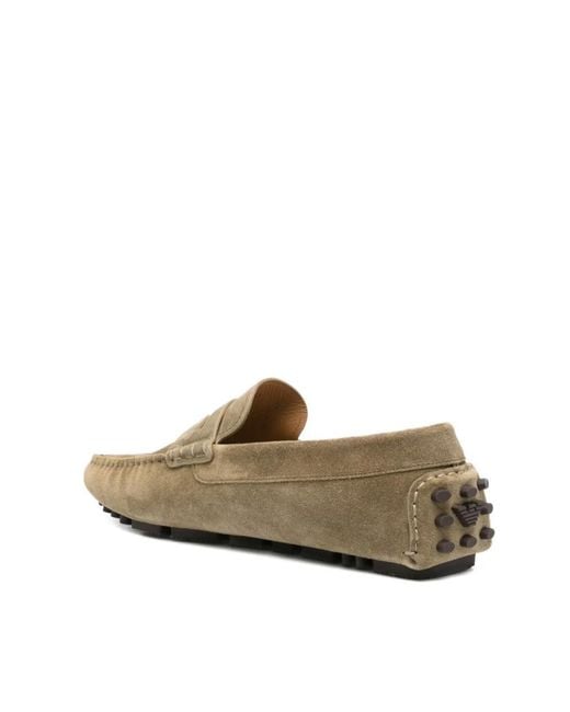 Emporio Armani Gray Suede Penny Loafers for men