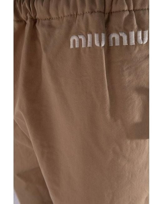 Miu Miu Natural Drawstring Casual Pants
