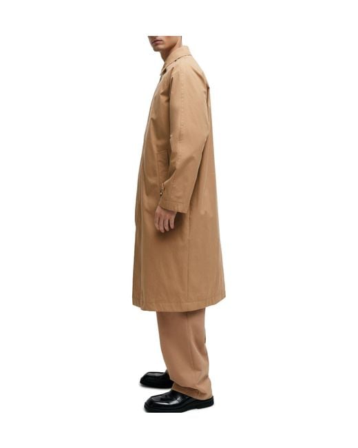Boss Natural Classic Camel-Colored Long Car Coat for men