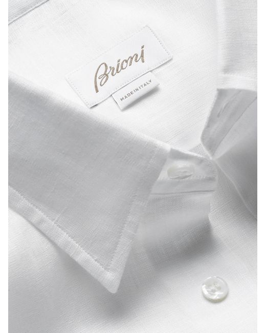 Brioni White Long-Sleeve Relaxed Shirt for men