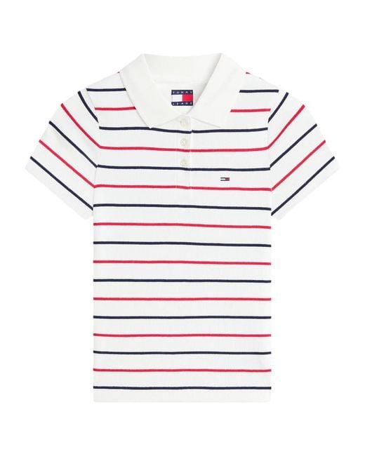 Tommy Hilfiger White Slim Fit Ribbed Polo Shirt
