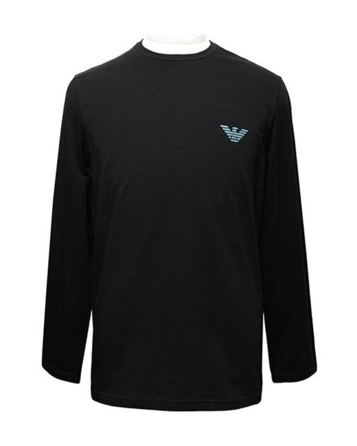 Emporio Armani Black Logo Print T-Shirt Sweatpants Two-Piece Set for men